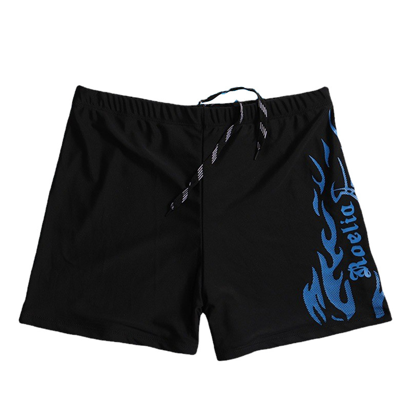 Wholesale swimming trunks men's factory direct supply blue and red flame plus size men's boxer swimming trunks wholesale hot spring Beach
