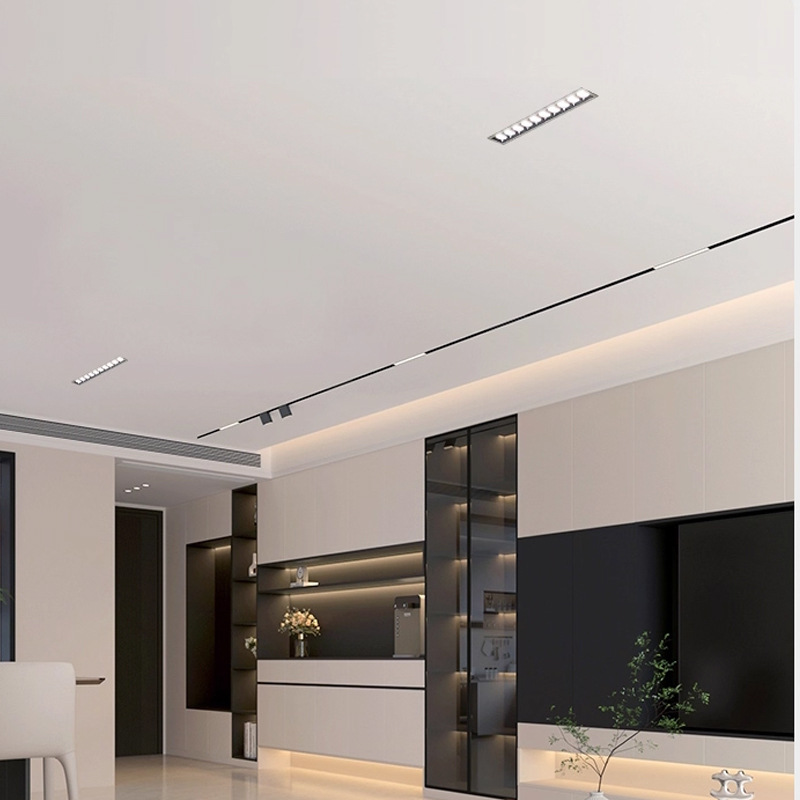 Linear Light Grille Light Embedded Hotel Living Room Ceiling Light Without Main Light Design Long Strip Spotlight Grille Light Cross-Border