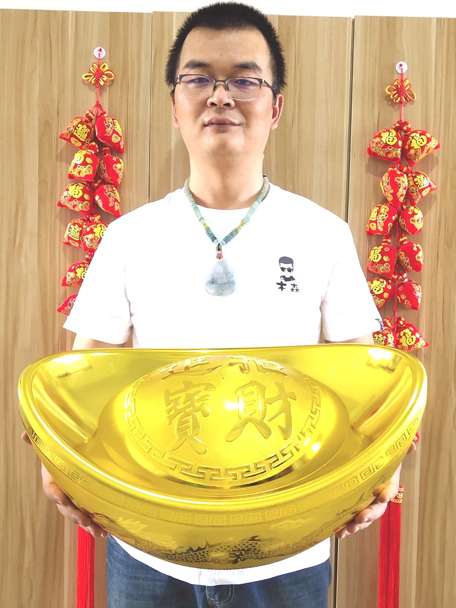 Золотые слитки украшения, домашняя коробка для конфет, декорации на весенний фестиваль и Новый год, пластиковый полый искусственный большой слиток