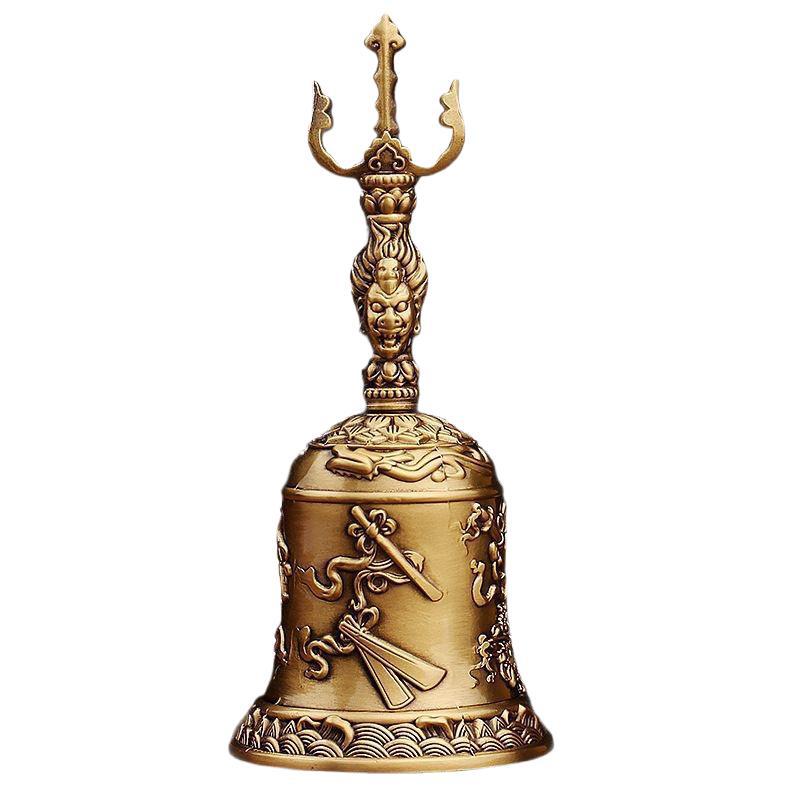 Pure Brass Three-Clear Bell, Taoist Three-Pronged Bell, Vajra Hand Bell, Copper Yin and Yang Feng Shui Master Taoist Supplies and Ritual Objects
