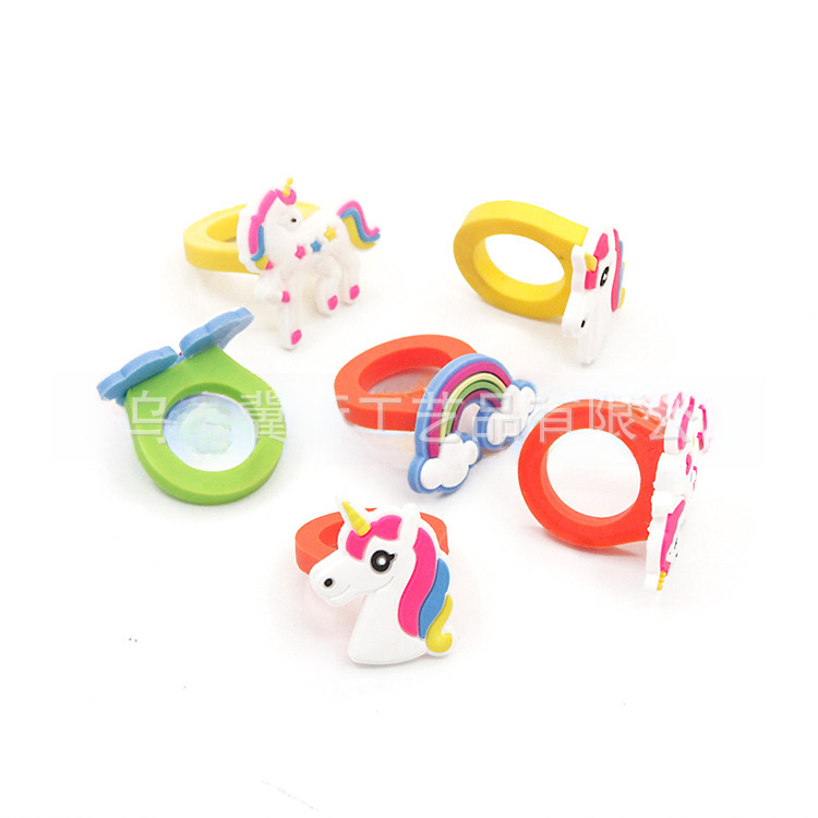 Factory direct selling unicorn ring children's cartoon PVC soft rubber personalized ring ring ring advertising promotional gifts