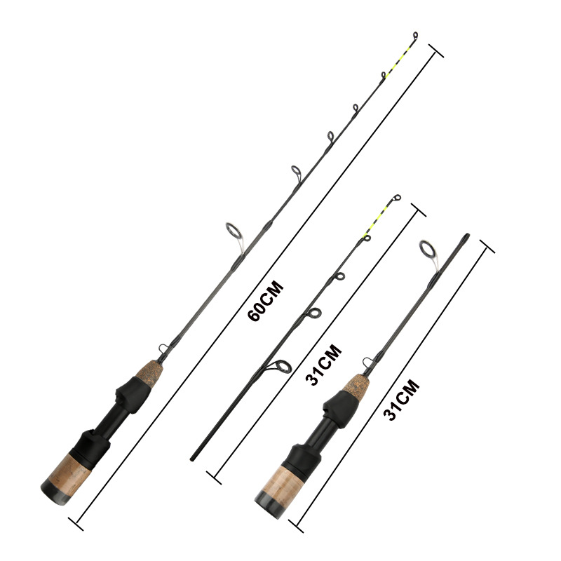 Удилище для зимней рыбалки Jiewei Двойное удилище 60см Зимнее удилище для креветок Разборное удилище Рыболовные принадлежности Прямое удилище Опт