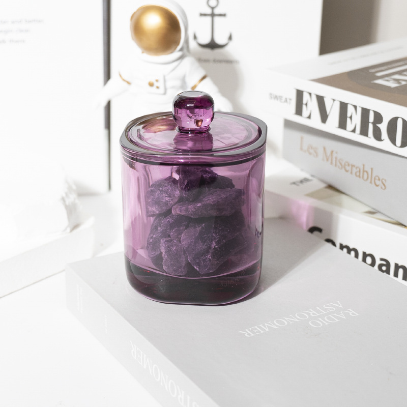 Fireless Aromatherapy Diffuser Stone Colored Glass Jar Crystal Rough Stone Ornaments Glass Cup Fragrance Cup Souvenir