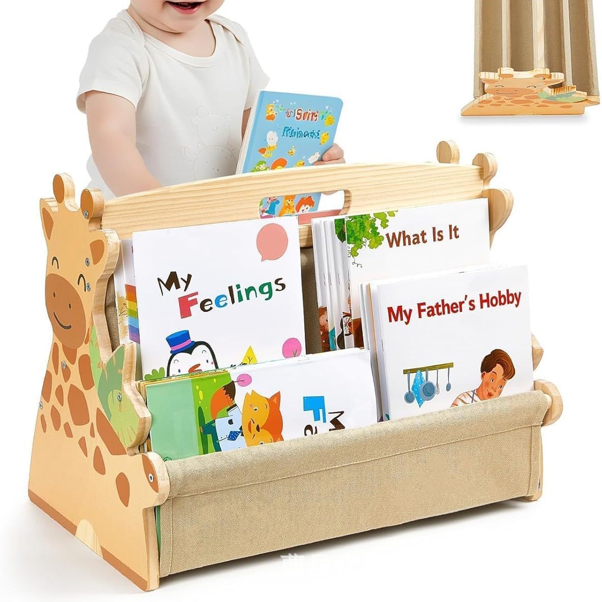 Household Wooden Children's Bookshelf Solid Wood Children's Book Storage Rack Household Baby Book Storage Rack Factory Direct Supply