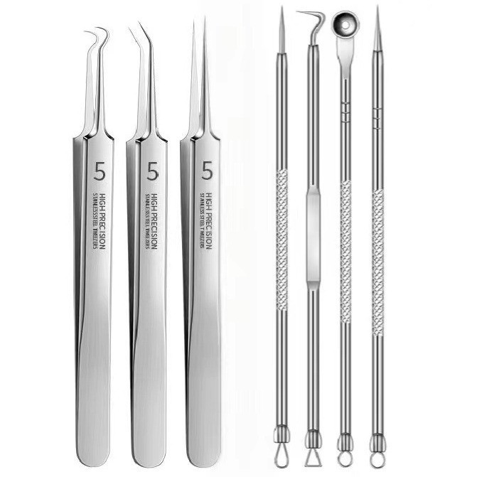 Иглы для акне из нержавеющей стали, клеточные иглы, иглы для черных точек, набор из 8 инструментов для макияжа для акне