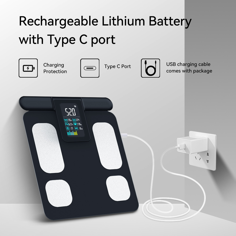 Cross-Border New Eight-Electrode Body Fat Scale Smart Digital Scale Fat Measurement Color Screen Digital Scale 180kg Bluetooth Weight Scale