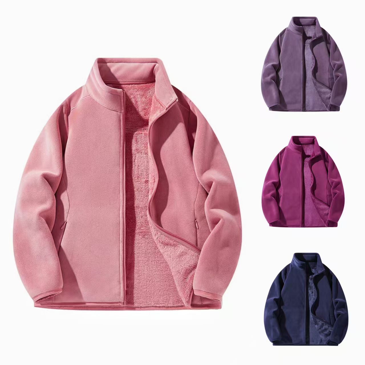 Куртка 8806 осенне-зимняя флисовая для пары, мужская и женская, с воротником, австрийский велюр, с плюшевой подкладкой для тепла