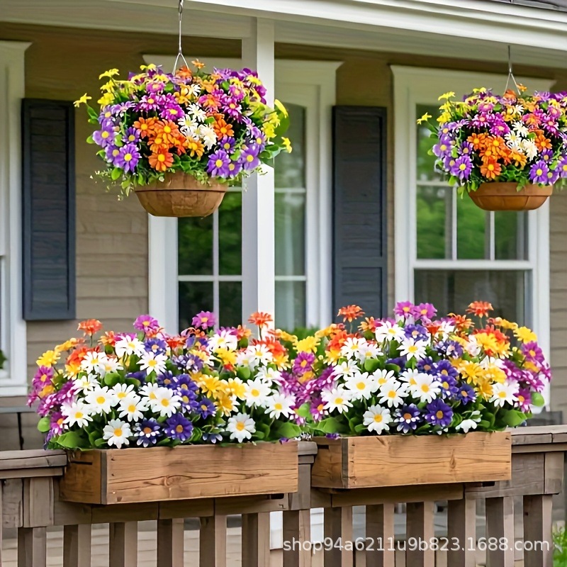 Popular Artificial Chamomile Small Daisy Artificial Bouquet Plastic Flowers Outdoor Balcony Living Room Decoration Table Flowers