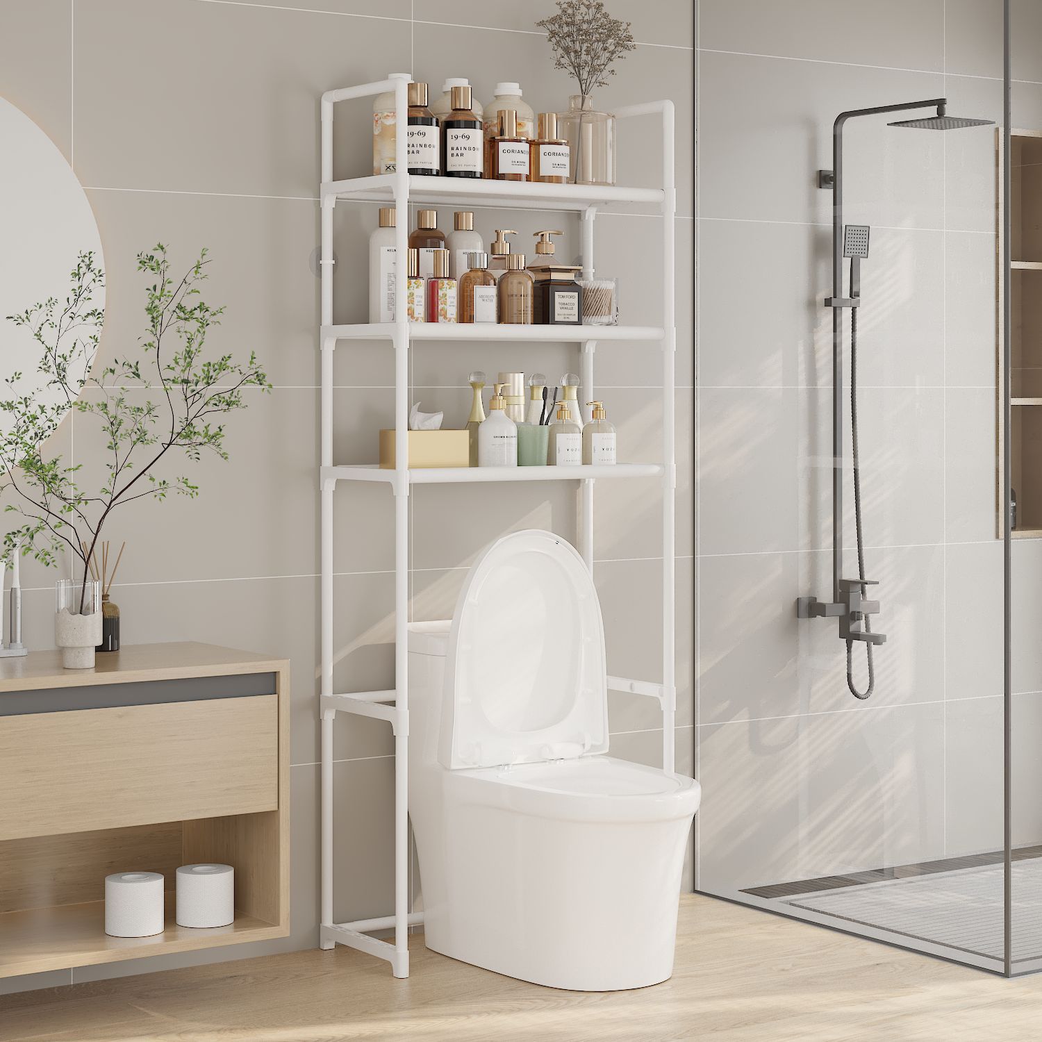 Washing Machine Shelf Above Toilet Toilet Hand Washing Toilet Bathroom Floor-Standing Punch-Free Storage Rack Wholesale