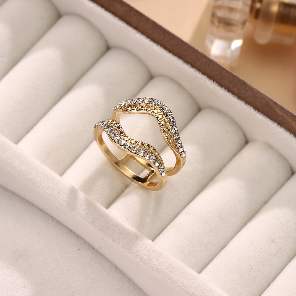 New Silk Scarf Buckle Light Luxury Open Ring V-Shaped Stackable Ring for Women Simple Versatile Tiktok Live Foreign Trade Cross-Border