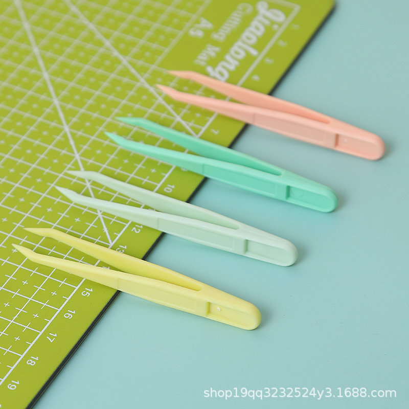 Hardening tweezers diy color tweezers tape elbow sticker straight head stationery toy hand account plastic tweezers