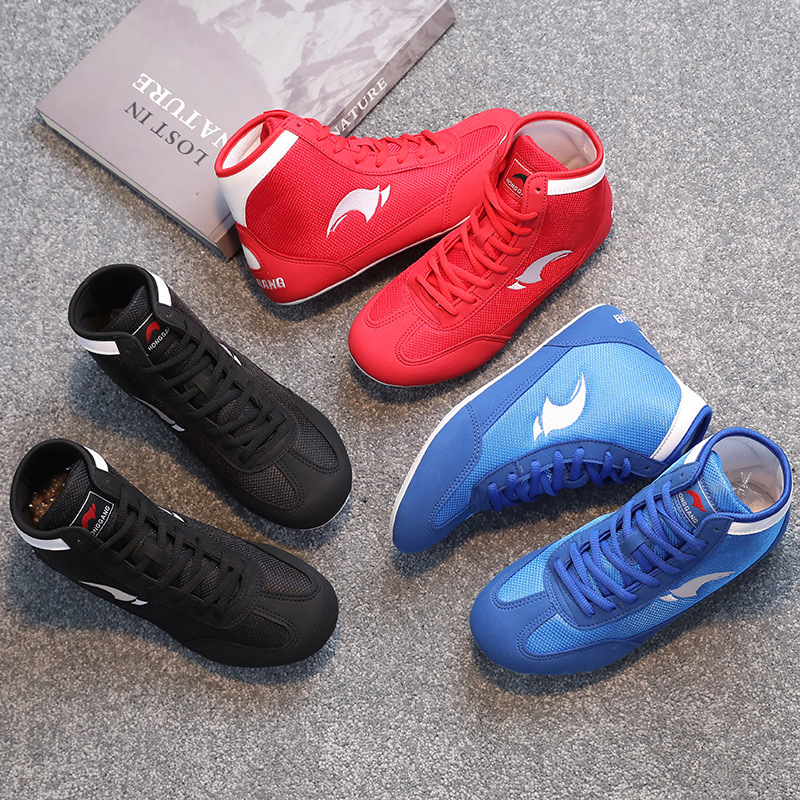 Wrestling Shoes for Men and Women Low-top Sanda Shoes High-top Fighting Training Shoes Wrestling Boots Long Boots Boxing Shoes Training Competition Mesh Surface