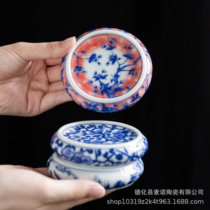 Jingdezhen Blue and White Porcelain Lid Set Lid High White Mud Coaster Pot Pot Pot Pot Pet Household Antique Tea Pet Ornaments Fine Porcelain