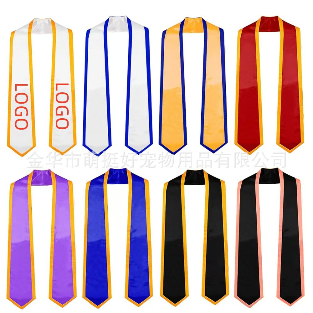 Cross-border Graduation Honorary Shawl Scarf Certigo with Sharp Corner Ribbon Graduation Stoles Collar