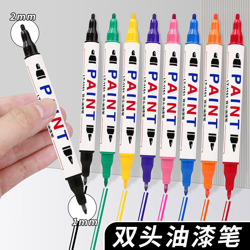 Двухсторонний цветной маркер 2мм. Ручка для подписей, DIY, ручная роспись картона, ультратонкий маркер 1мм, золото, серебро, белый.