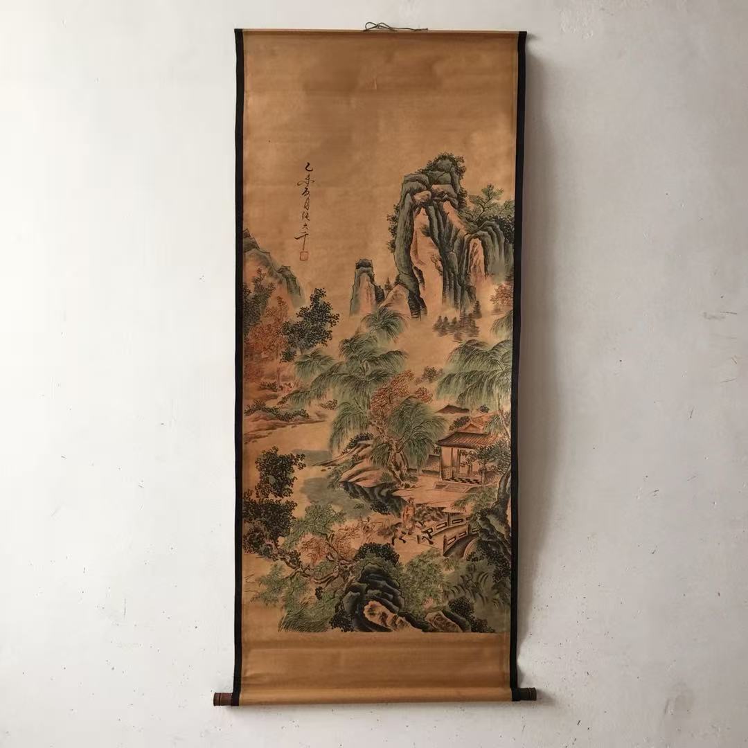 Antique Wholesale Old Living Room Decoration Central Hall Painting Calligraphy and Painting Zhang Daqian Tang Yin Landscape Figures Flowers and Birds Hanging Paintings