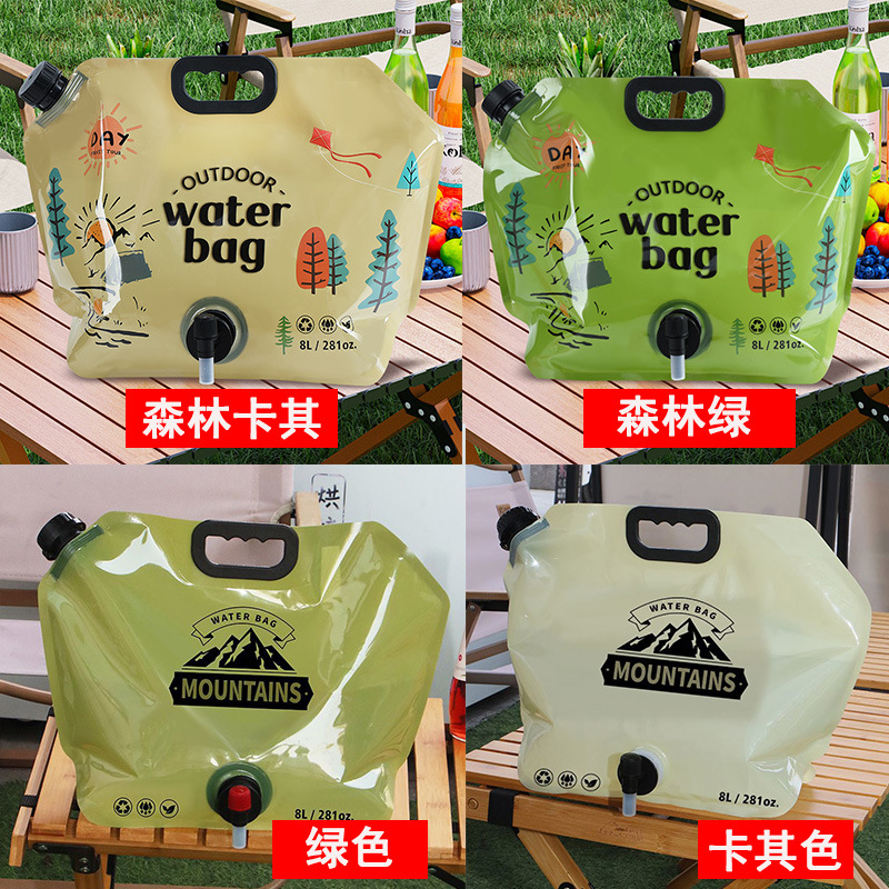 Portable Water Storage Bag Foldableing Outdoor Sports Camping Style Large Capacity Mountaineering Faucet Plastic Bucket Satchel Beer Bag