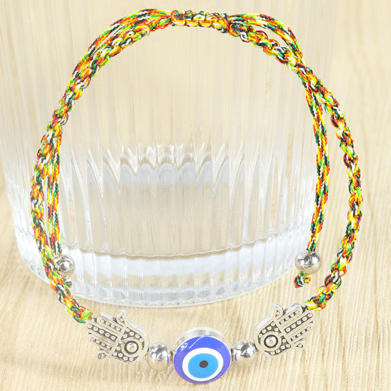 Ethnic Style Bracelet Evil Eye Men's and Women's Hand Cool Wind Palm Blue Eye Evil Eye Red Rope Adjustable Bracelet