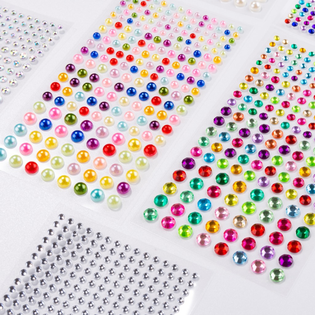 Cross-Border 3.4.5.6mm Pearl Eyebrow Tear Eye Diamond Forehead Sticker Face Makeup Stage Acrylic Diamond Sticker Wholesale