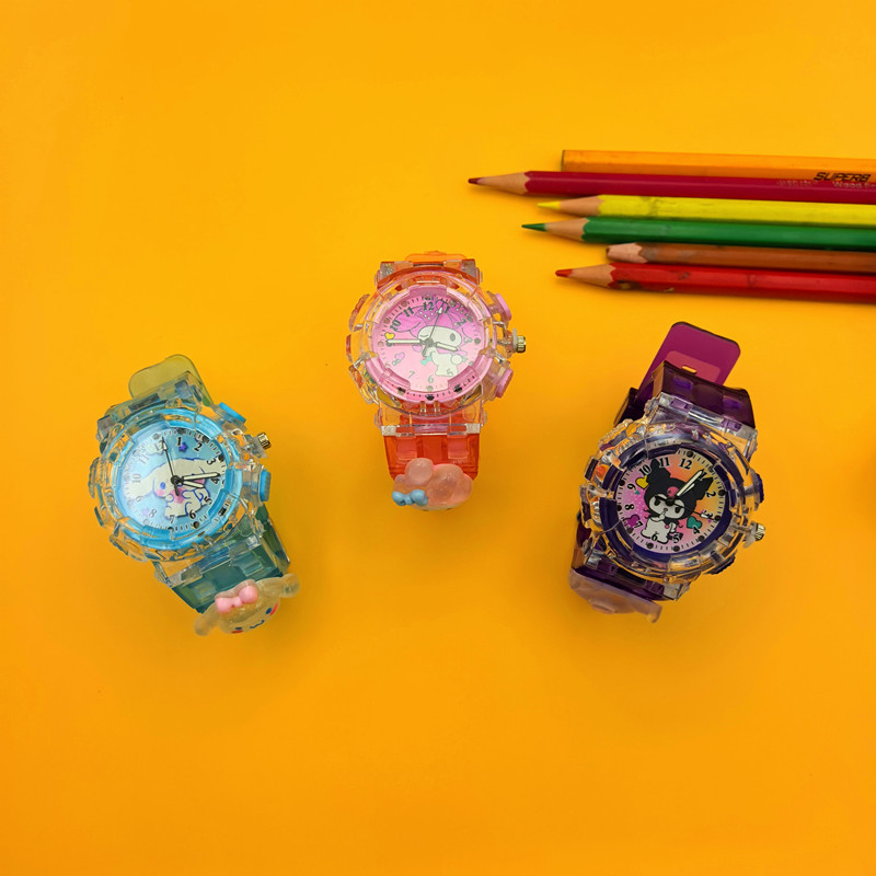 Children's Watch Cartoon Sanrio Kulomi Luminous Electronic Watch Women's Digital Pointer Quartz Watch for Primary and Secondary School Students