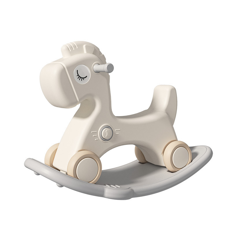 Rocking Horse Wooden Horse Kidsren's Rocking Horse Baby Yo-Yo Car Two-In-One First Birthday Gift Toy Anti-Fall Small Rocking Horse