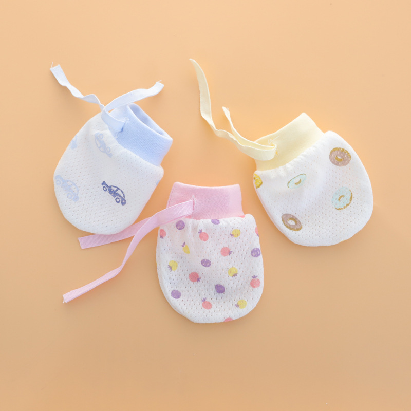 Baby Anti-scratch Gloves Baby Adjustable Summer New Transparent Jacquard Thin Gloves Newborn Gloves