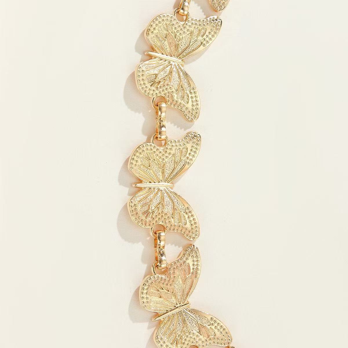 Y2K Butterfly Metal Waist Chain Women's Niche Design High-End Ins Silver Chain Belt Retro Ethnic Style Accessories