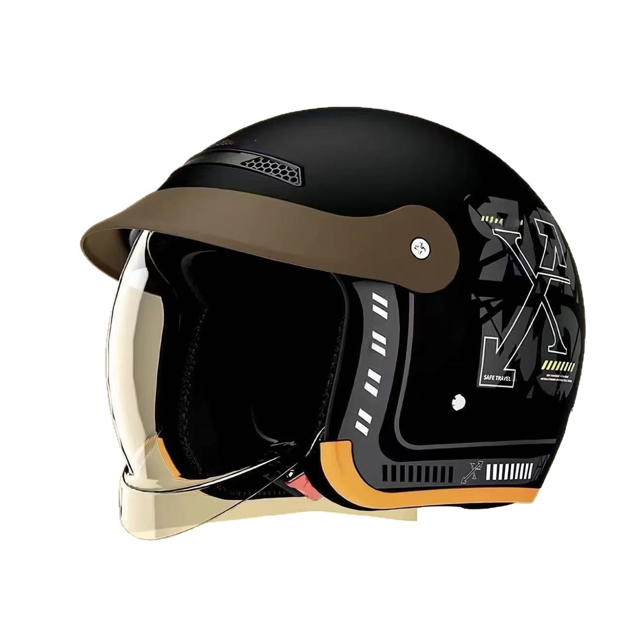 3C Certified Electric Motorcycle Helmet Push-Type Men's and Women's All-Season Half Helmet Winter Warm Cycling Helmet