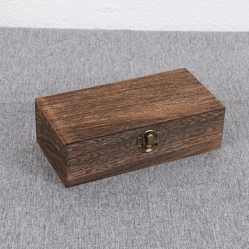Ready-Made Paulownia Rectangular Wooden Box Gift Packaging Box Vintage Wooden Box Wooden Storage Box Flip-Top Wooden Box