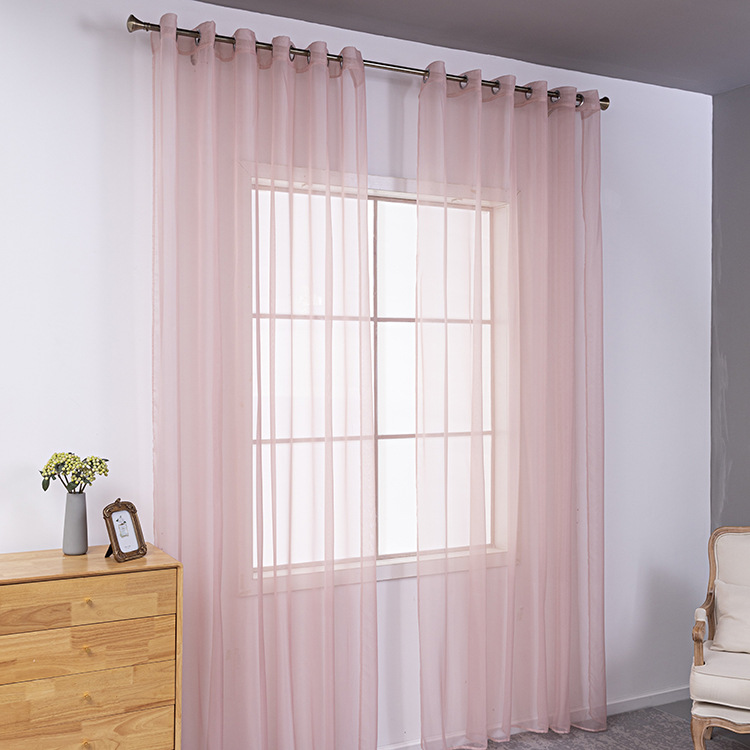Factory supply color Trilon curtain window screen white solid color gauze curtain bedroom hotel cross-border foreign trade Wholesale