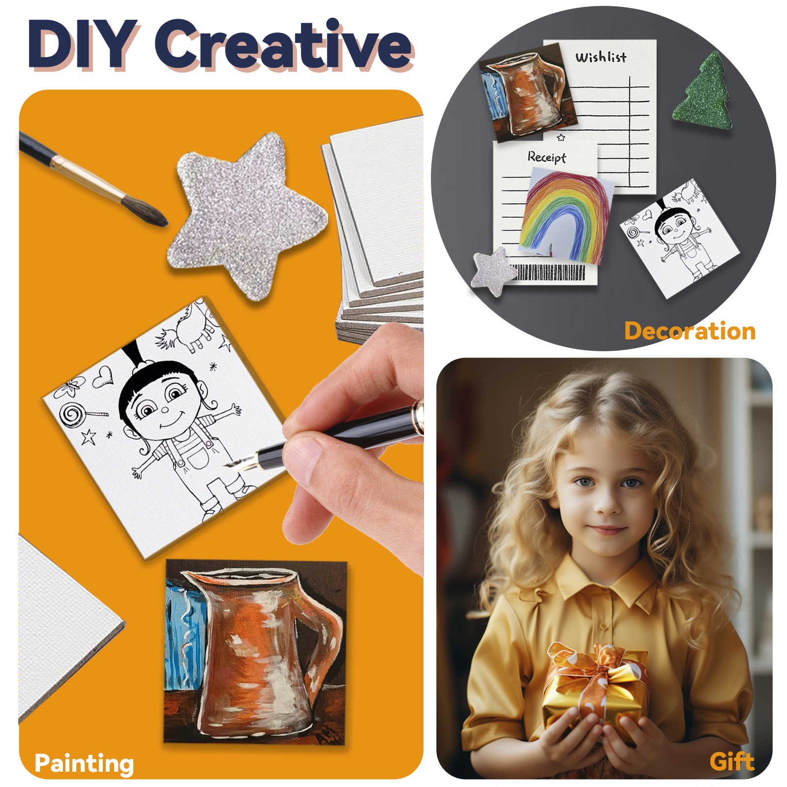 DIY Drawing Board Soft Magnetic Canvas Refrigerator Magnet Acrylic Oil Paint Cotton Special-Shaped Kidsren's Painting Coloring Graffiti