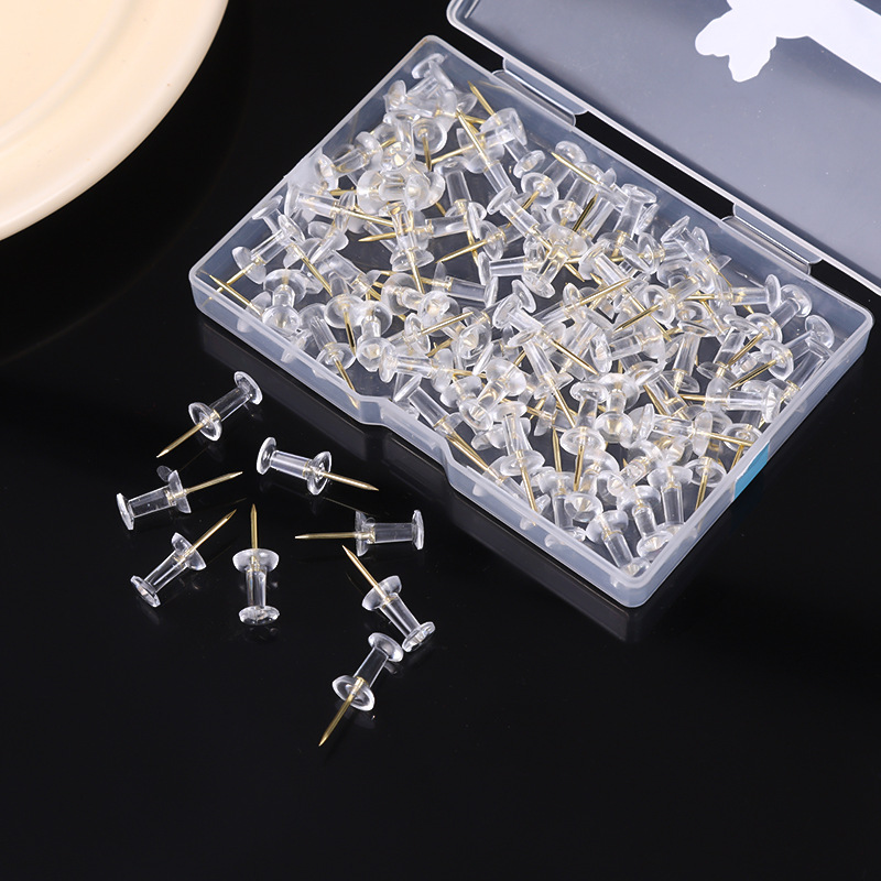 100 Boxes of Gold Transparent Push Pins, Creative Art DIY Thumbtacks for Fixing, Marking, Decorating Photo Walls