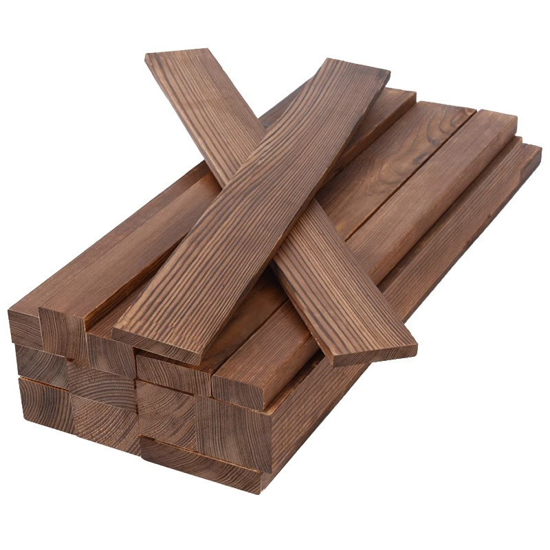 Carbonized Wood Strips, Solid Wood Boards, Outdoor Anti-Corrosion Wood Long Strips, Keel Wood, Handmade Decorative Strips and Square Materials