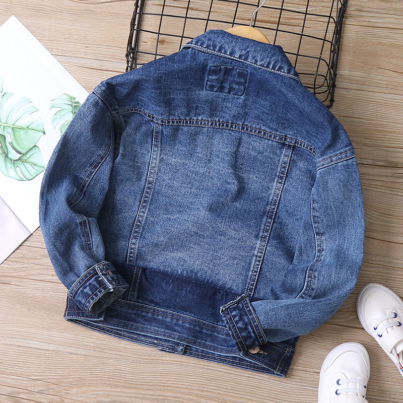 CM-101 fashion stitching medium and large boys Denim coat 2021 spring new children's clothing children's jacket