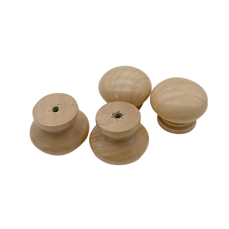 Factory Wholesale Natural Wood Mushroom-Shaped Wooden Handle Single-Hole Drawer Handle Round Wooden Handle Cabinet Drawer Wooden Handle