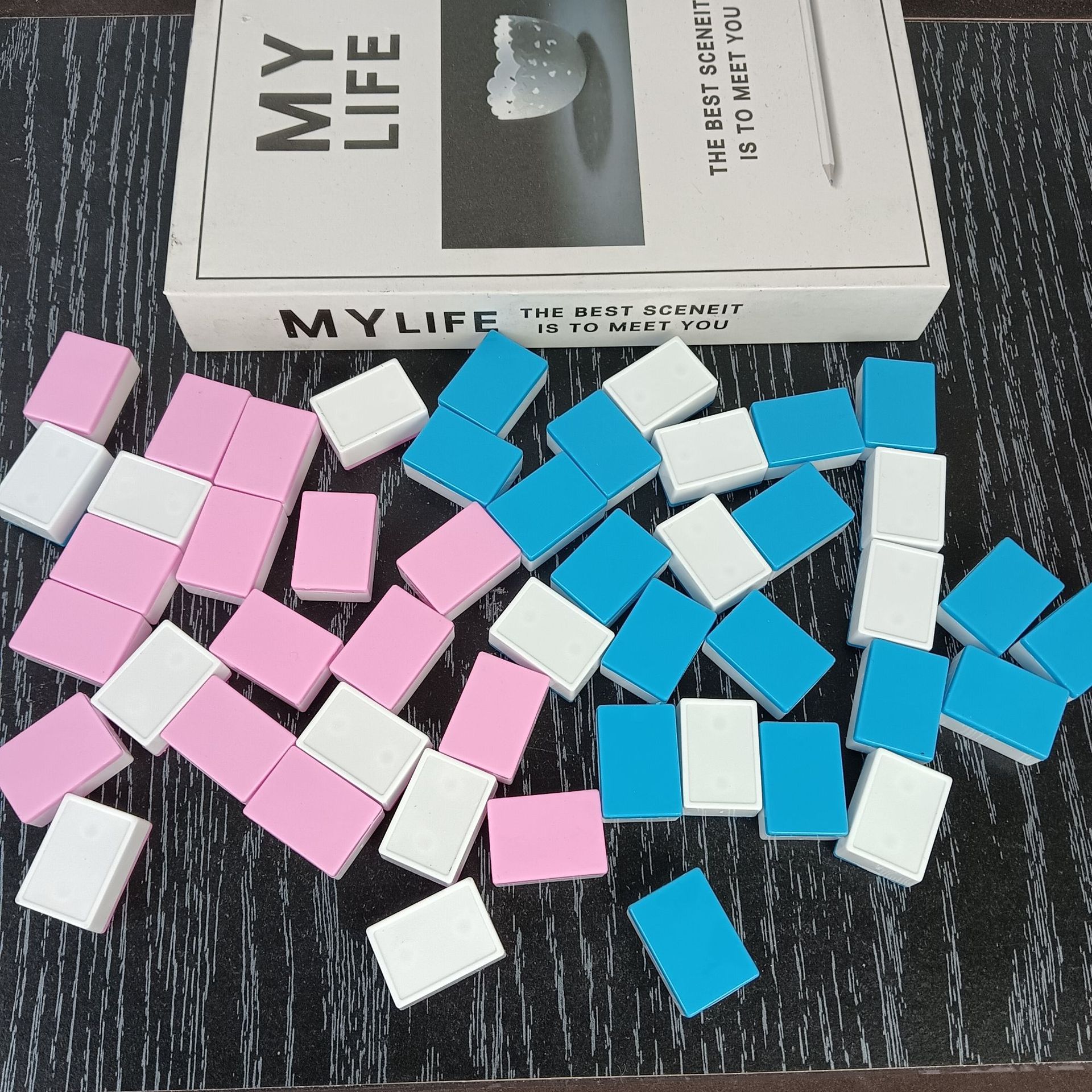 Настольная игра DIY, квадратные цветные шахматные фигуры белого, красного и синего цветов, акриловые аксессуары для маджонга, образовательные игрушки для детей