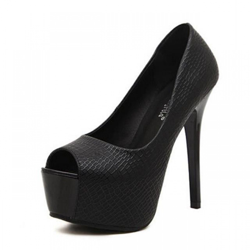 2019 Spring and Summer New Super High Heels 14 Nightclub Waterproof Platform Sexy Thin Heels Sequined Girls Fish Mouth Single Shoes Wedding Shoes