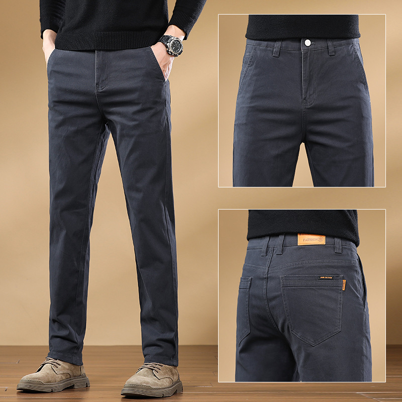 Men's Casual Straight-Leg Versatile Simple Pants Fashion High-End Business Men's Trousers Factory Processed