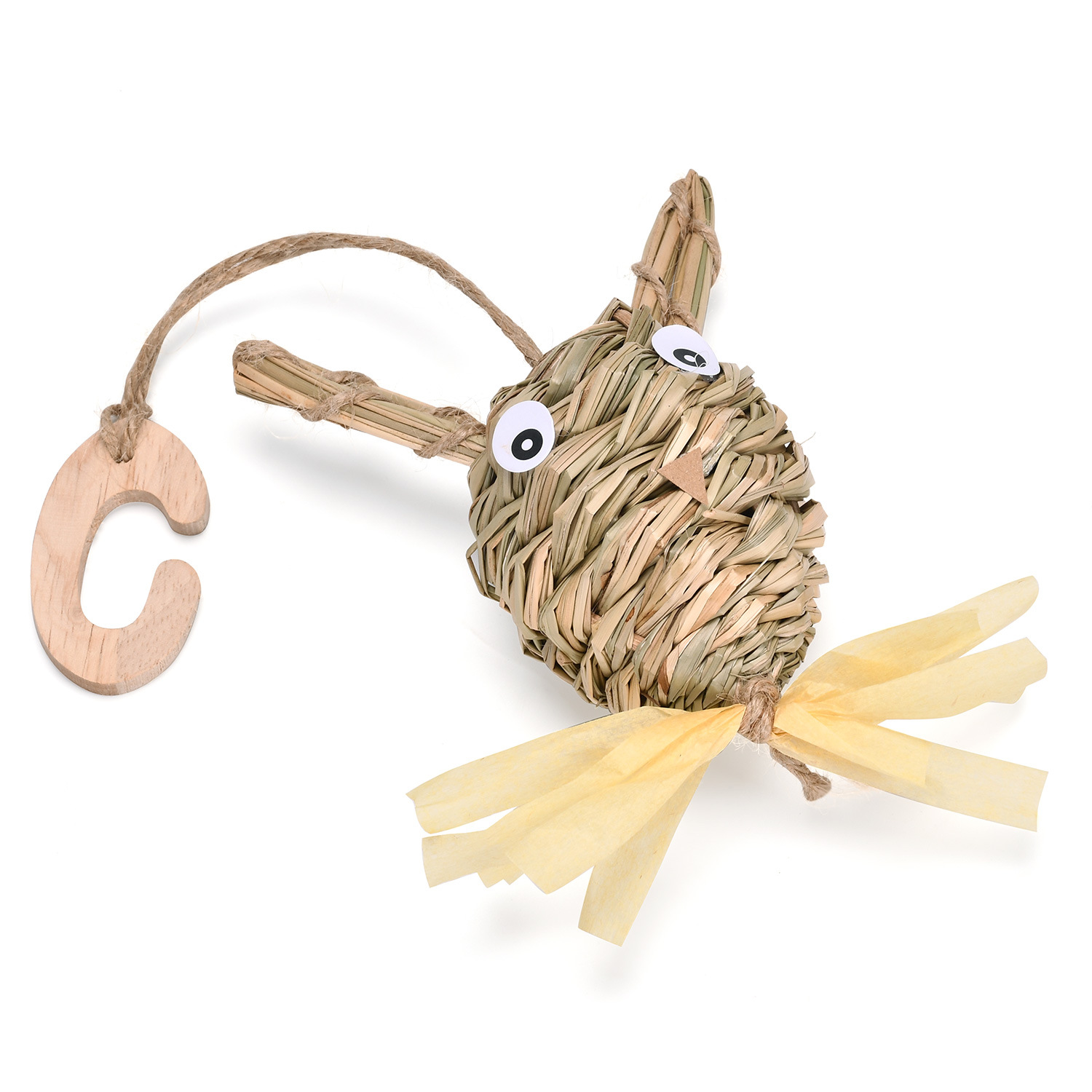 Factory Direct Supply Woven Toys, Straw Material Throwing Toy Balls, Pet Teething Toys, Forest-Themed Rabbit Cross-Border