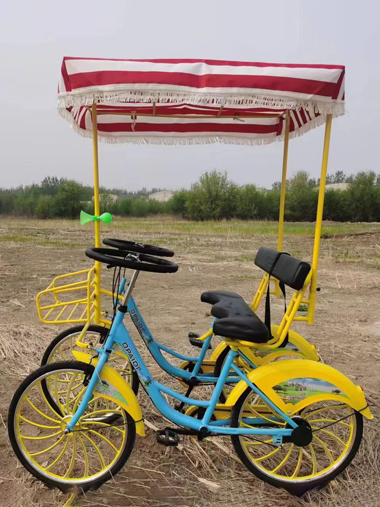 Two-Person Bicycle, Four-Wheel Family Three-Person Bicycle, Scan Code to Unlock, Return Vehicle, Time-Based Charging, Iot