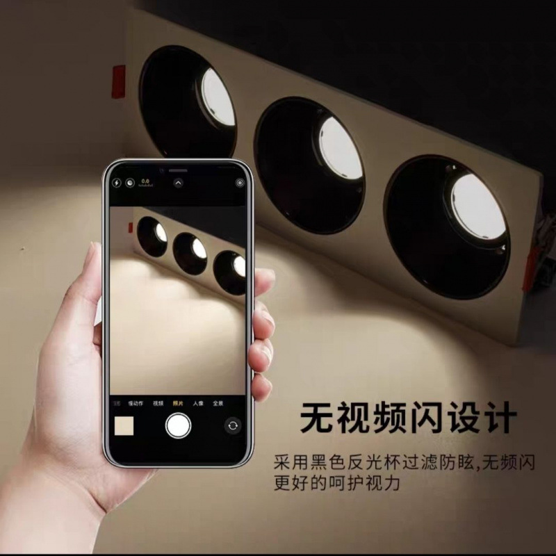 Double-Headed Downlight Embedded Spotlight Bucket Lamp Led Home Living Room Without Main Light Anti-Glare Lamp Single-Headed Three-Headed Square