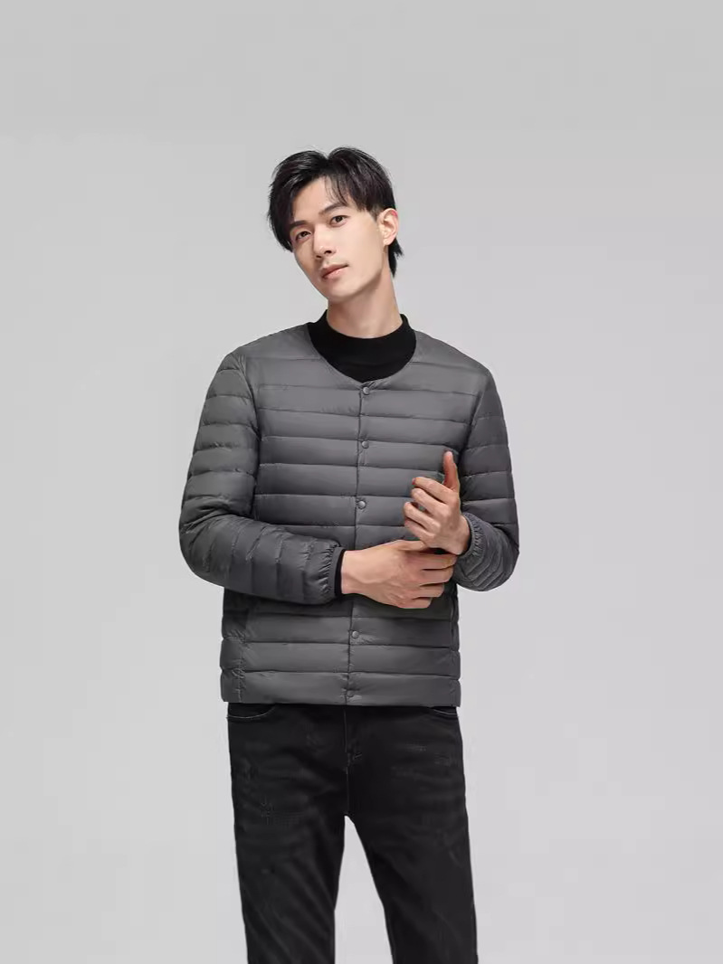 90 velvet men's light down jacket wholesale outer wear round neck fashion thin plus size white duck down men's coat