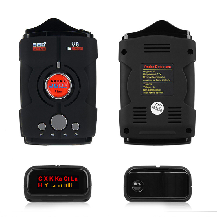 V8 Foreign Trade Electronic Radar Detector, Car Radar Speedometer, Full-Band Mobile Speed Detection Electronic Radar Detector, Bilingual in English and Russian V8