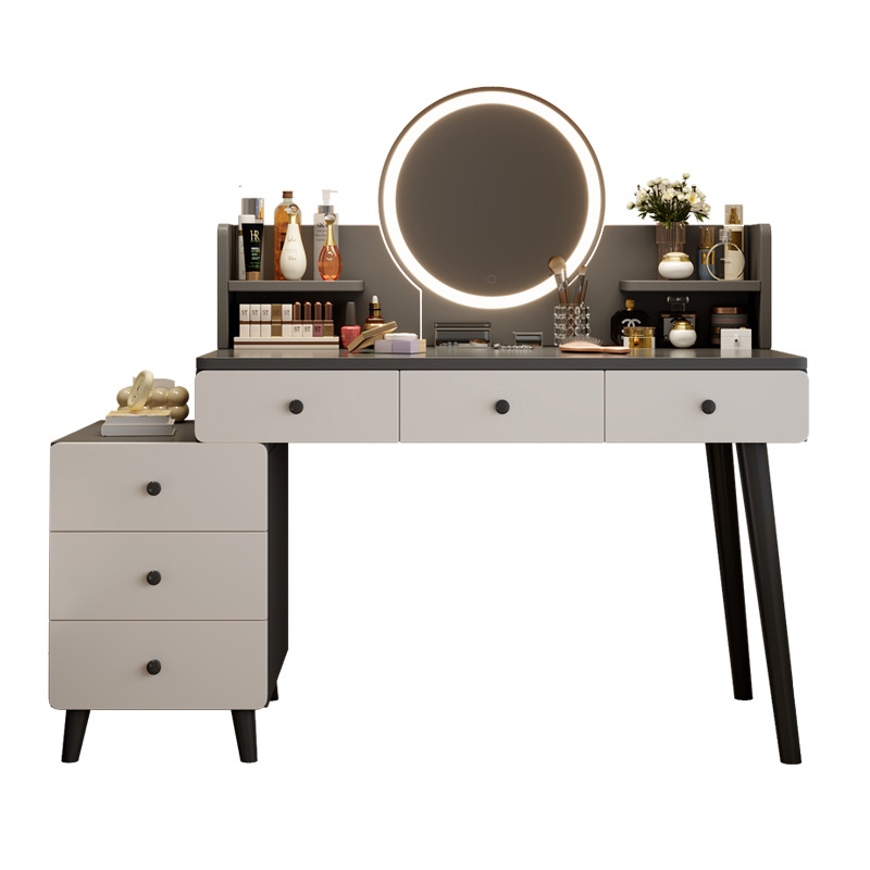 Dresser Bedroom Modern Simple Light Luxury Storage Bucket Cabinet Integrated Table Master Bedside Cabinet Integrated Makeup Table