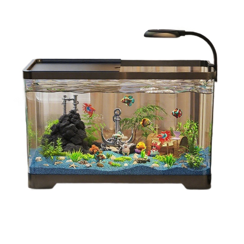 Fish Tank Small Living Room 2025 New Style Home Landscape Full Set Ecological Water Tank with Lid Transparent Desktop Fish Tank