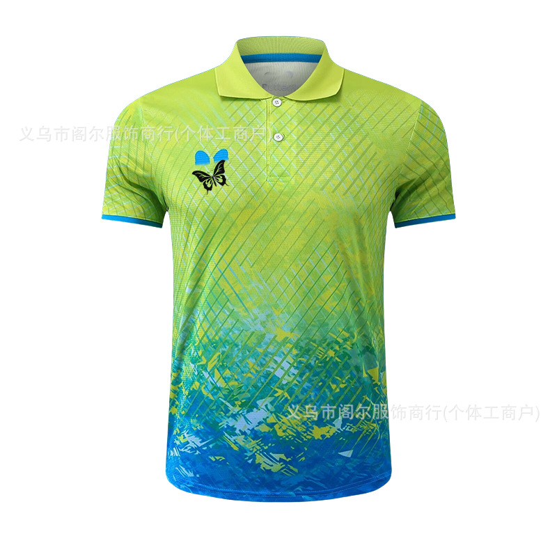Summer Table Tennis Uniforms for Men and Women, Short-Sleeved Kidsren's Competition Training Sports Tops, Quick-Drying Running Team Uniforms with Printing