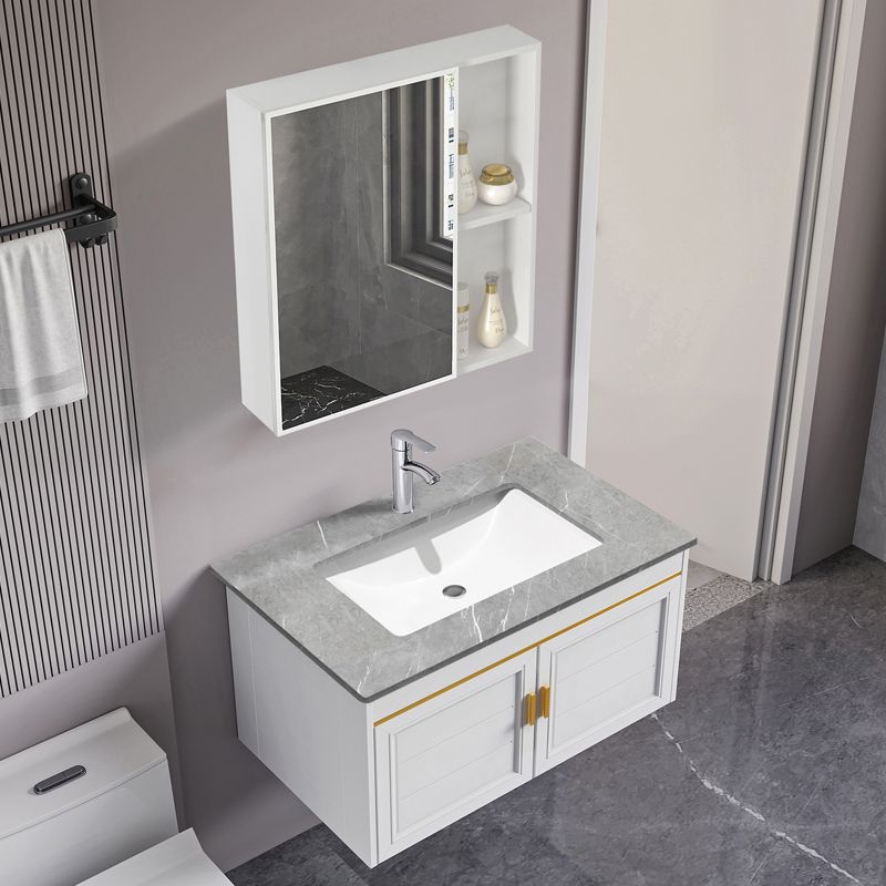Modern Minimalist Bathroom Cabinet Combination Ceramic Rock Plate Wash Basin Space Aluminum Toilet Toilet Washbasin Cabinet Combination