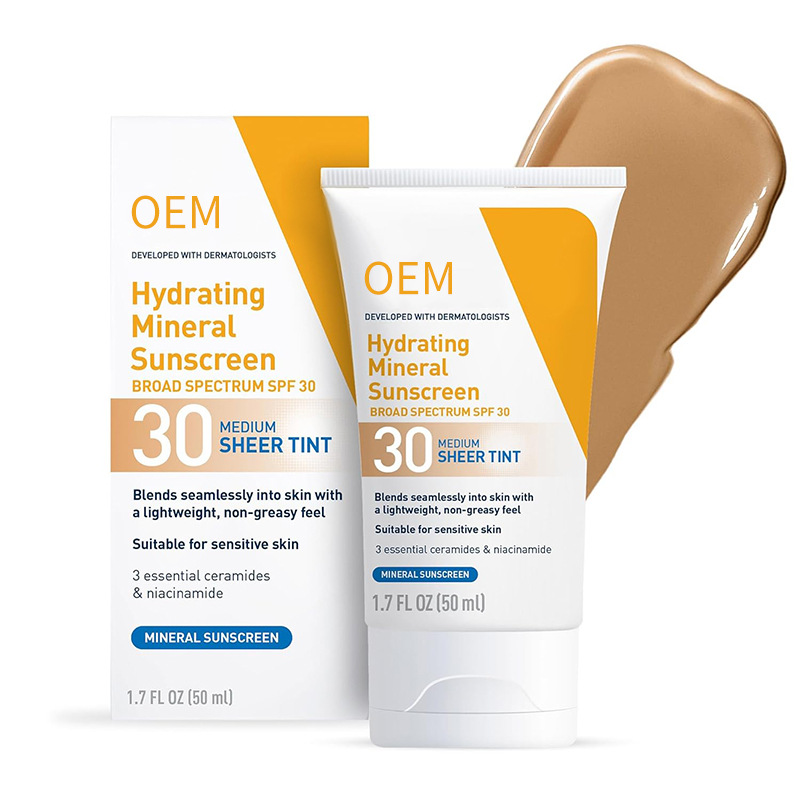 Cross-Border Customized Moisturizing Mineral Protective Cream Spf50+ Physical Protection Mild Waterproof Light and Sweat-Proof Export Oem