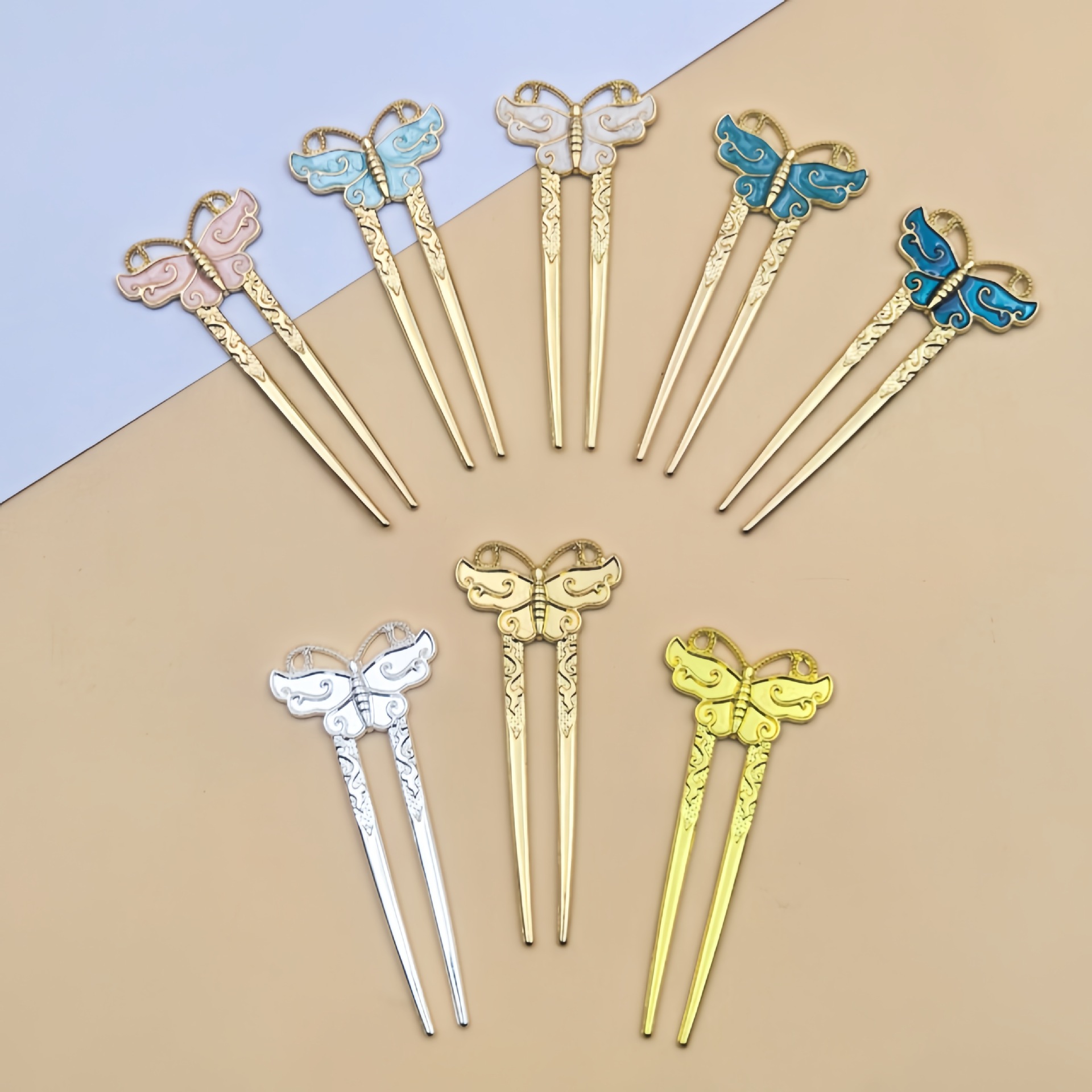 DIY аксессуары для ювелирных изделий, ретро, дворцовая бабочка, сплав, новый материал для аксессуаров для волос, маленькая U-образная заколка для волос