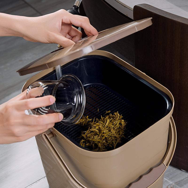 Tea Dregs Bucket Tea Bucket Plastic Waste Water Bucket Kung Fu Tea Set Accessories Tea Table Trash Bin Household Drainage Bucket Small Tea Bucket